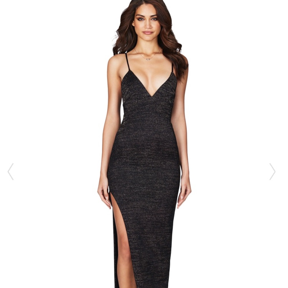 Nookie Aura gown dress, black metallic, size M
